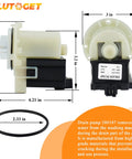 Hella Reliable Heavy Duty 280187 8181684 Washer Drain Pump Motor showing dimensions for drop-in replacement installation.