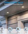 TORCHSTAR 6-Pack 5CCT 4 Inch LED Recessed Lighting, Anti-Glare, CRI90 installed in wet outdoor area with rain.