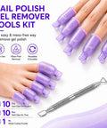 20 Piece Nail Remover Clips Kit For Fingers And Toes Reusable Gel Soak Off Clips With Double Ended Cuticle Pusher Anti Slip Design Mess Free Gel Removal