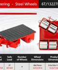 Beefy 4 Wheel Heavy Duty Machine Skate Dolly Set For Industrial Moving 13227 LB Load Capacity Steel Wheels