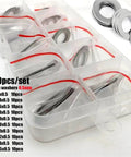 Ultra Thin Stainless Steel Washer Set 304 For Quick Tighten DIN988 Flat Shims M9 Through M18 0.5mm Thick Gasket Assortment Kit, 100pcs set