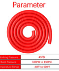 Coiled Red 10mm ID Silicone Vacuum Tubing Hose, Five Feet Long, 16mm OD, Beefy Heavy Duty Food Grade Silicone, FDA Compliant chart details.