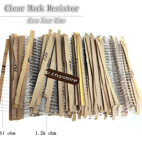 Massive 2425 Pieces Carbon Film Resistor Kit With 75 Values From 1 Ohm To 1M Ohm 1/8W Low Noise High Precision Assortment Set
