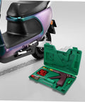 Complete Heavy Duty Motorcycle Tire Repair Kit Featuring Abs Metal Plug Insertion Tool for Tubeless Street Bikes and Scooters, displayed beside a scooter.