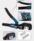 Heavy Duty 10 Ton Hydraulic Battery Cable Crimper With One Hand Operation, 9 Hex Die Set shown with non-slip handle and return spring