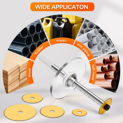 Inside PVC Pipe Cutter Kit With Adjustable Depth Gauge And Scale, Precise Internal Cutting Tool With Five Saw Blades, shown on various materials