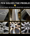Wheel Repair Kit With Touch Up Paint For Curb Rash And Scratches In Light Silver, showing repair for wheel hub scratches.