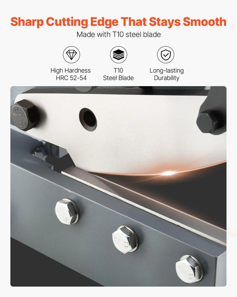 Close-up of Heavy Duty 6 Inch Sheet Metal Shear With Extended Handle blade showing sharp edge and T10 steel blade.