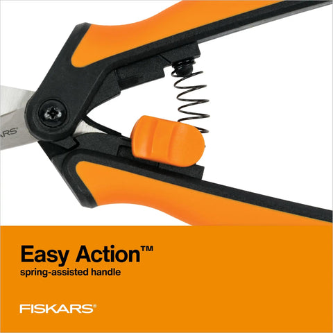 6 Inch Pruning Snips For Flower Stems, Herbs, Buds, And Small Plants With Stainless Steel Blades showing easy action spring handle