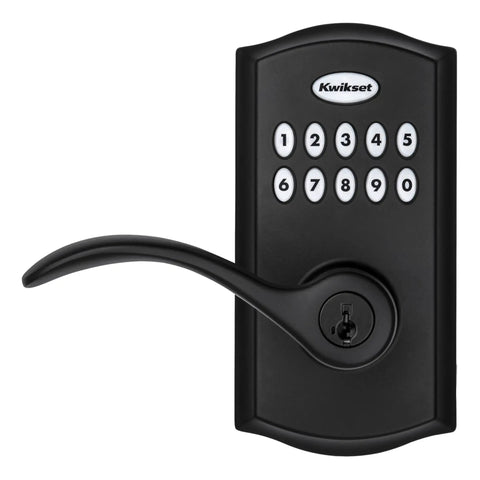 SmartCode 955 Pembroke 10 Button Keypad Electronic Lever With Keyless Entry For Busy Commercial Doors Matte Black Finish