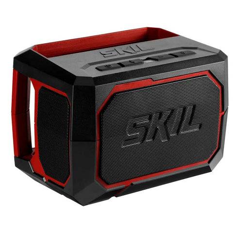 Portable Bluetooth Speaker Designed For Power Tools With Kickin Bass Output Aux Input Usb Charging Port Plug And Play Simplicity, black and red speaker,