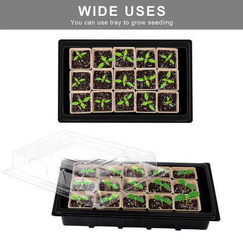 All In One Seed Starter Kit With Four Germination Trays And 120 Paper Seedling Cups For Indoor And Outdoor Gardens Includes Plant Labels And Mini Garden Tools Spade Rake And Trowel For Easy Seed Starting