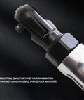 Close-up of Heavy Duty Air Impact Wrench And Right Angle Pneumatic Ratchet Crafted From Chrome Vanadium Steel, 1/4in drive