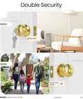 Matte Black Door Knob With Lock And Key, Keyed Entry Exterior And Interior Door Lock For Front Doors, Commercial And Residential Use, Entry Handle For Bedroom And Bathroom, Dual Safety With Turn Button And Key shown in gold