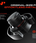 Engine Oil Filler Cap For Ford F Series And Popular Models Like F 150 F 250 F 350 Explorer Mustang Ranger Taurus Bronco Expedition Navigator And More Replacement Cap With Easy Install And Tight Seal, close-up of black screw-on cap with NBR rubber material.
