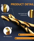 Top Shelf 8 Piece Metric HSS Drill Bit Set For Wood And Plastic With Heavy Duty Yellow Index Case 3mm To 10mm showing anti-rust finish and high speed steel construction.