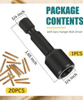 20 Pack 1 4 20 X 3 Inch Hanger Bolts Forged From Tough Carbon Steel With A Self Tapping Screw End And Machine Thread Includes A Snappy Bolt Driver