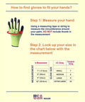 Sizing guide for Non Slip Work Gloves For Men And Women With Water Based Latex Palm Coating Extra Duty 10 Pair Pack Durable Breathable Puncture Resistant Gloves Green Size Large Fits Most.