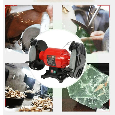 Tough As Nails 8 Inch Dual Wheel Bench Grinder 550W Brushless Motor 2950 RPM with adjustable eye shield and grinding wheels.