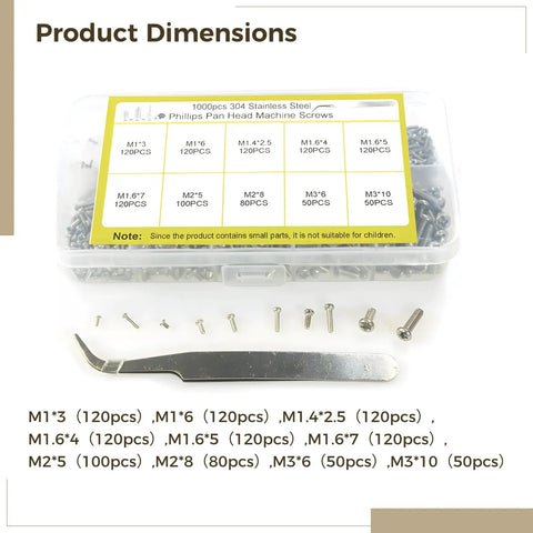 Product Dimensions: Pan Head Stainless Steel Phillips Screws Set With Storage Box AllInOne Hardware Gear Fasteners Kit For DIY Projects And Home Fixups Pro Grade Electronics And Small Repairs Ready To Go, M1-M3