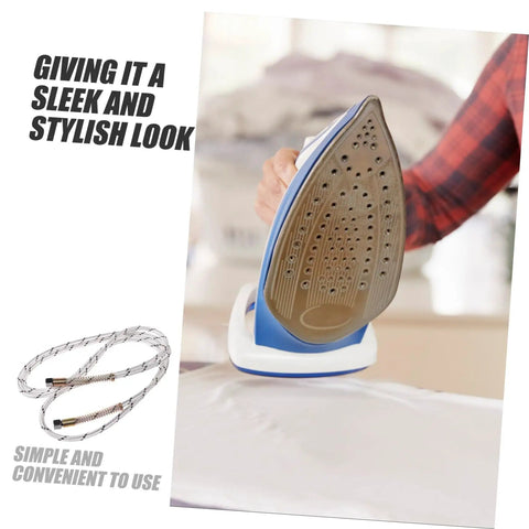 Heavy Duty Steam Iron Replacement Hose And Tube For High Tensile Strength Easy Installation Compatible With Most Steam Irons And Cleaners Durable Leak Proof Steam Line For Home Use next to a steam iron on a table