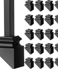 24 Pack Iron Baluster Shoes For One Half Inch Square Railings, Flat Stair Shoes With Screws, Wrought Iron Balusters, Satin Black