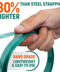 Half Inch PET Strapping Coil 6500 Foot Long Industrial Grade Green Pallet Banding With 820 Pound Break Strength