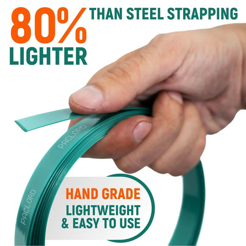Half Inch PET Strapping Coil 6500 Foot Long Industrial Grade Green Pallet Banding With 820 Pound Break Strength