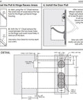 Installation guide for Contemporary Privacy Pocket Door Lock Kit with Square Flush Pulls showing chisel and door pull steps