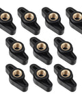 10 Piece Super Grippy Black Wing Knobs With 1/4-20 Threads For T-Track Jigs And Feather Boards, black plastic knobs with brass inserts