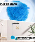 Image showing Ceiling Fan Cleaner Duster Set With Extension Pole 13 To 48 Inch, 2 Pack Reusable Microfiber Dusters With Replaceable Heads, No Sweat Fan Blade Cleaner For Ceilings Walls Windows Bookshelves And More, Blue being washed and stored.