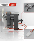 Heavy-Duty 2.0 RPM Auger Motor Replacement For Universal AC Pellet Grills with measurements and connectors visible