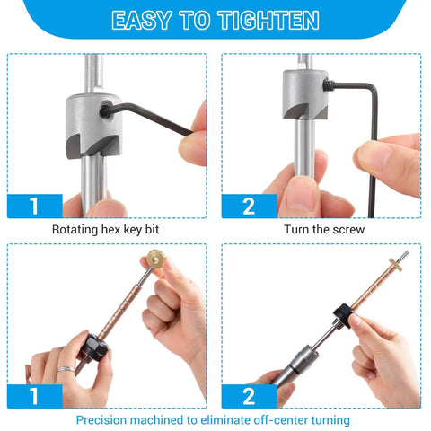 Instructions showing hex key usage in Pen Making Kit With Turning Mandrel And Barrel Trimming Set For Wood Lathe Morse Taper Number Two Shank