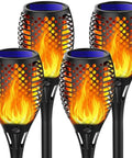 Outdoor Solar Torch Lights 4 Pack with Dancing Flame LEDs that Look Totally Lit Waterproof Garden Pathway Lights for Patio and Yard
