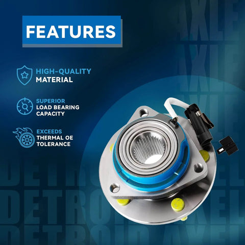 Front Wheel Bearing Hub Assembly for 2000-2013 Chevrolet Impala & Monte Carlo with features and ABS sensor wire