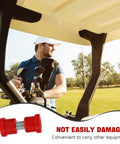 Golfer with equipment and Golf Cart Spring Bushing Kit 8 Piece Rubber and Plastic Replacement Parts for Front and Rear Leaf Springs Easy Install, Compatible With Most Golf Carts Repair Kit on golf course
