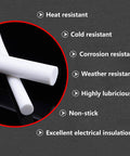 PTFE Rods 5 Pack 100cm Teflon Round Bar 1 To 4mm White Solid Plastic Rods features heat, cold, and corrosion resistance