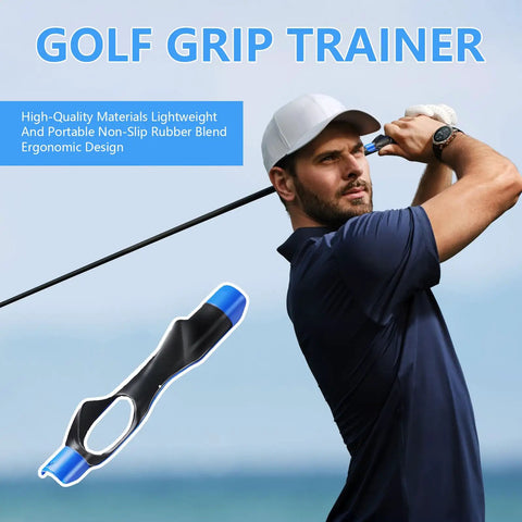 Grip Trainer For Golf Build Grip Strength Improve Swing Accuracy And Train Correct Hand Position For A Consistent Reproducible Swing All Levels Golf Training Aid shown with man demonstrating use on course