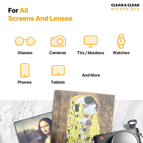 World Best Classic Art Collection microfiber cleaning cloths, 5-pack for cameras, glasses, and screens.