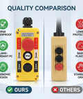 Built Like A Tank Three Button Electric Hoist Crane Push Button Switch featuring reliable e stop control and fully submersible IP68 waterproof design for daily grind workloads comparison with other switch.