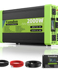 2000W Pure Sine Wave Inverter 12V DC to 120V AC for RV Truck Solar Home with LCD and 3 AC Outlets, USB C, Remote Control