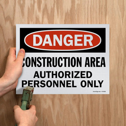 Danger Construction Area Authorized Personnel Only OSHA Sign Pack Of 5 9 By 12 Inch Screen Printed 10 Mil Polystyrene Plastic