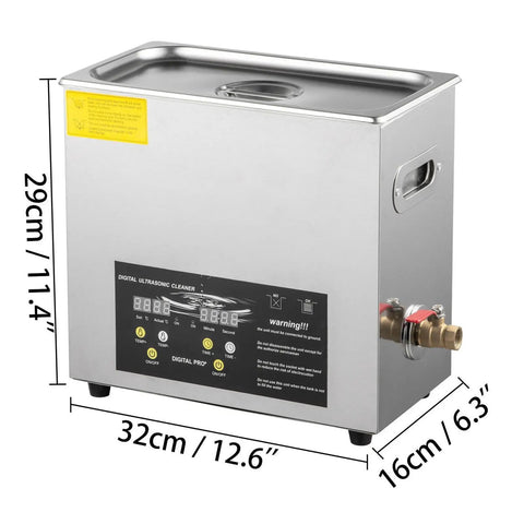 Top Notch Ultrasonic Cleaner Featuring 40 Khz Dual Transducers For Quick Grime Busting And Gentle Polish On Jewelry Watches Tools And Kitchen Gadgets Portable Mini Wash Tank in stainless steel with digital controls and drain.
