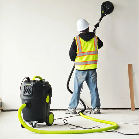 8 Gallon Dust Extractor With Auto HEPA Clean And Remote Control For Woodworking 150 CFM Airflow Power Tool Connector in use