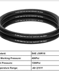Five Sixteenth Inch Fuel Line Hose For Cars And Trucks, SAE 30R10, Five Feet Long, High Pressure NBR Rubber, 400 PSI Working