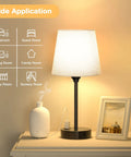 Set of Two Grey Bedside Lamps With USB C Port And AC Outlet 3 Way Dimmable Touch Control Nightstand Lamps on table