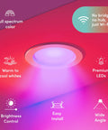 Smart Downlight Retrofit Kit With SuperColor Technology, 800 Lumen installed in ceiling showing color and brightness features.