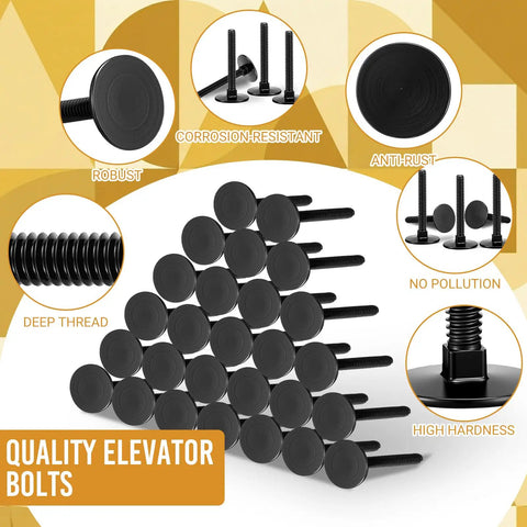 60 Pack Of 1/4-20 X 2 Inch Elevator Bolts Offering A Badass Grip With A Tight Square Neck And Slick Flat Head Profile Forged From Heavy Duty Black Galvanized Steel For Tough Outback Builds And Quick Flush Fits, showing bolts with flat heads and deep threads.