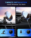 3 In 1 Car Phone Mount Charger With 15W Wireless Fast Charge, LED Ambient Light, And Built In Cable Management in car vent