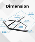 Diagram showing dimensions of Tow Behind Drag Harrow With Pin Style Hitch 72 Inch Width Driveway Grader for ATVs UTVs Garden Tractors.